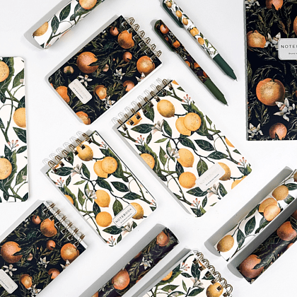 Блокнот "Flora. Paradise. Oranges", В6, 100 листов, линейка, спираль сверху, зеленый, оранжевый - 5