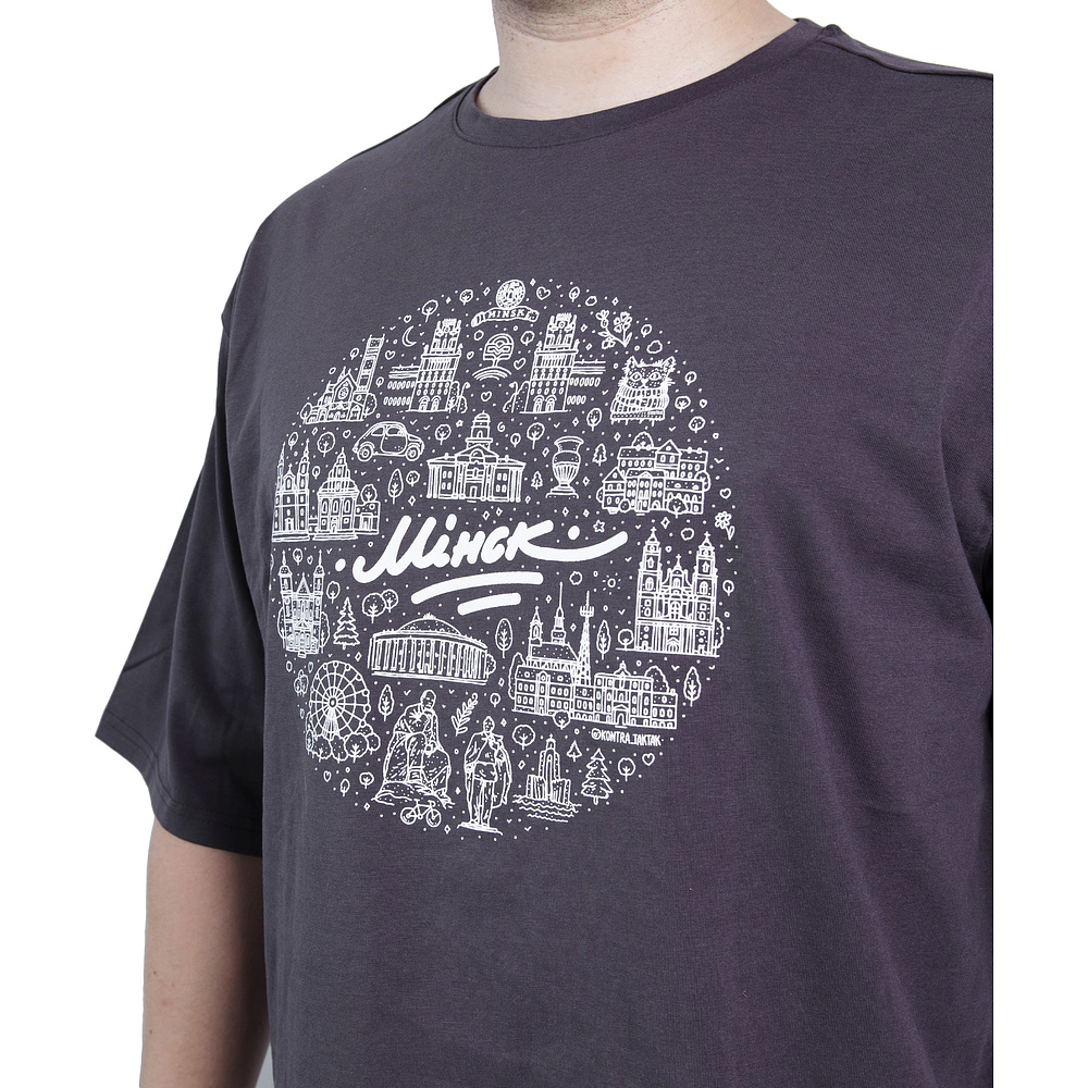 Футболка оверсайз унисекс "Минск", M-L, темно-серый - 2