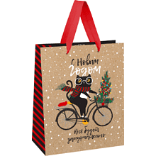 Пакет бумажный подарочный "Cat's congrats", 18х23х10 см, крафт