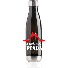 Бутылка для воды "Дьявол носит Prada", 500 мл, пластик, нержавеющая сталь, черный, серебристый