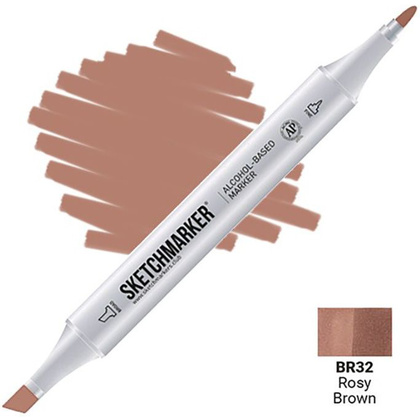 Маркер перманентный двусторонний "Sketchmarker", BR32 коричнево-розовый