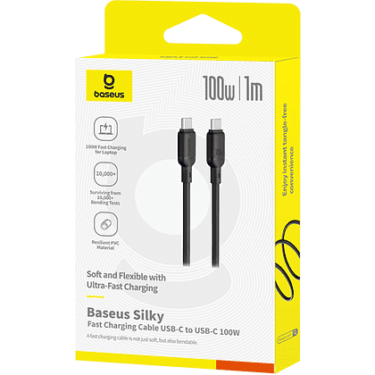 Кабель Baseus P10377704113-00, Type-C to Type-C, 100W, 1 м, Cluster Black - 5