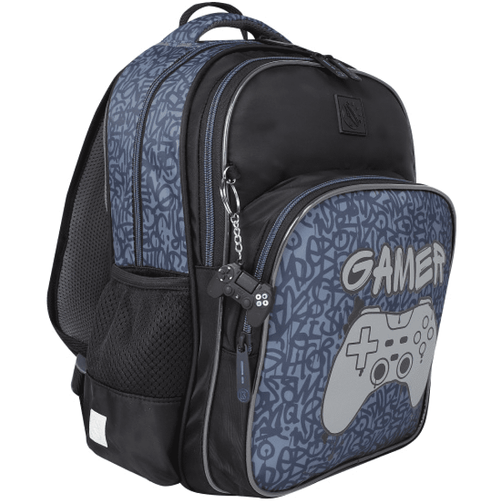 Рюкзак школьный "COMFORT Life Gamer", черный, синий - 2