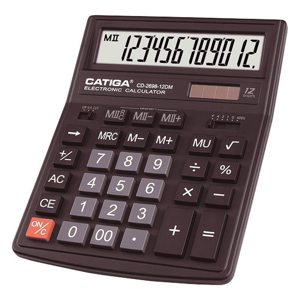 Калькулятор настольный CD-2698-12DM Catiga, 12-разрядный, пластик, черный,  -30%
