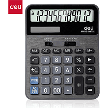Калькулятор настольный Deli "EM08", 12-ти разрядный, металлический, темно-серый