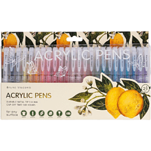 Набор ручек акриловых "Flora. Paradise. Lemons", шариковые, 1 мм., набор 24 шт.