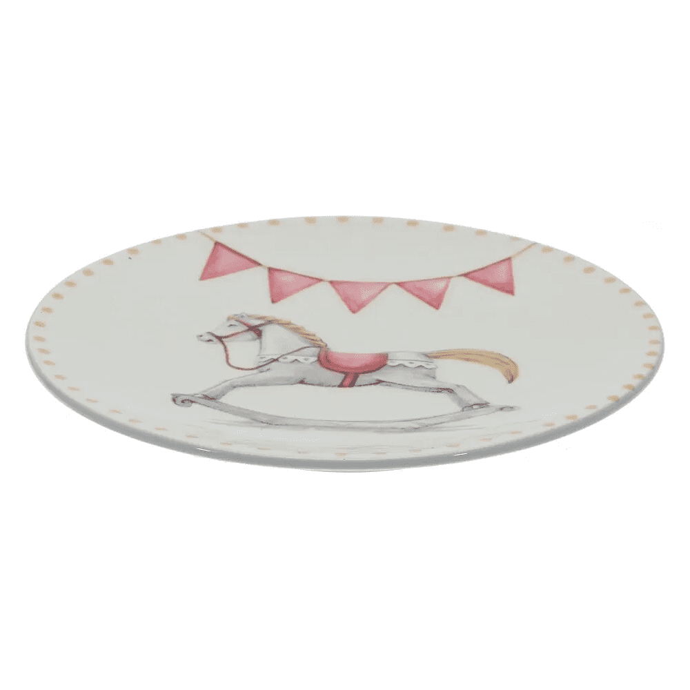 Тарелка керамическая "Лошадка", 20 см, белый, розовый - 2