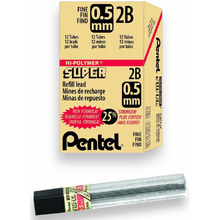 Грифели для автоматического карандаша "Hi-Polymer Super Lead", 2B, 0.5 мм, 12 шт