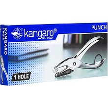Дырокол Kangaro "One Hole", 10 листов, металлик, -50%