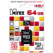 Карта памяти Mirex UHS-I MicroSDXC 64GB V30/A1/C10 (Class 10)