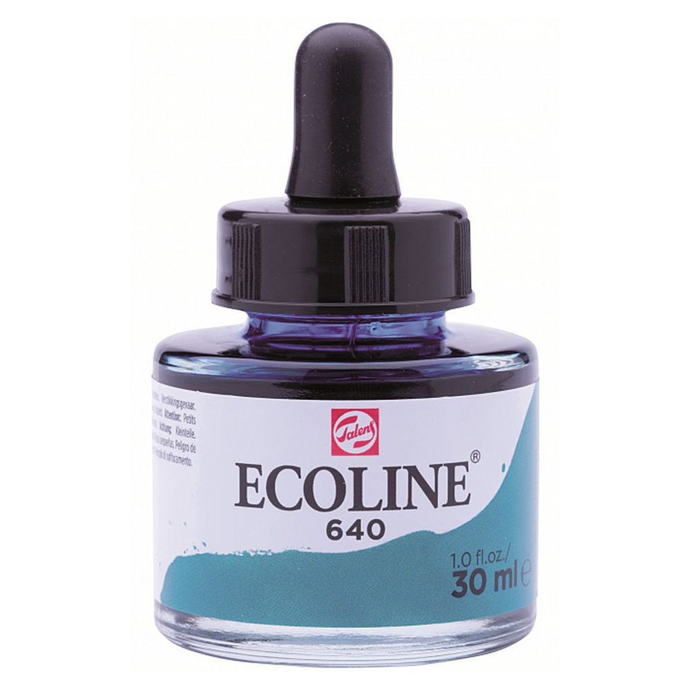 Жидкая акварель "ECOLINE", 640 сине-зеленый, 30 мл