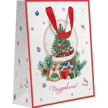 Пакет бумажный подарочный "New Years Joy", 18х22.7х10 см, ассорти - 8