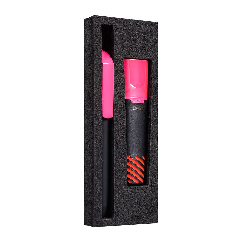 Набор "Flow Pure GOM KF+Liqeo Highlighte": ручка шариковая автоматическая и маркер, черный, розовый