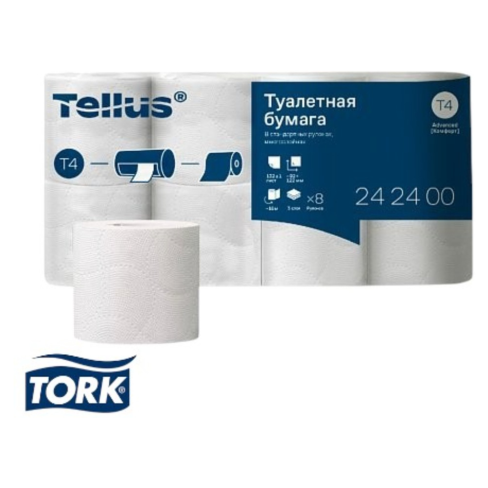 Бумага туалетная Торк Tellus Комфорт T4, 8 рулонов, 3 слоя