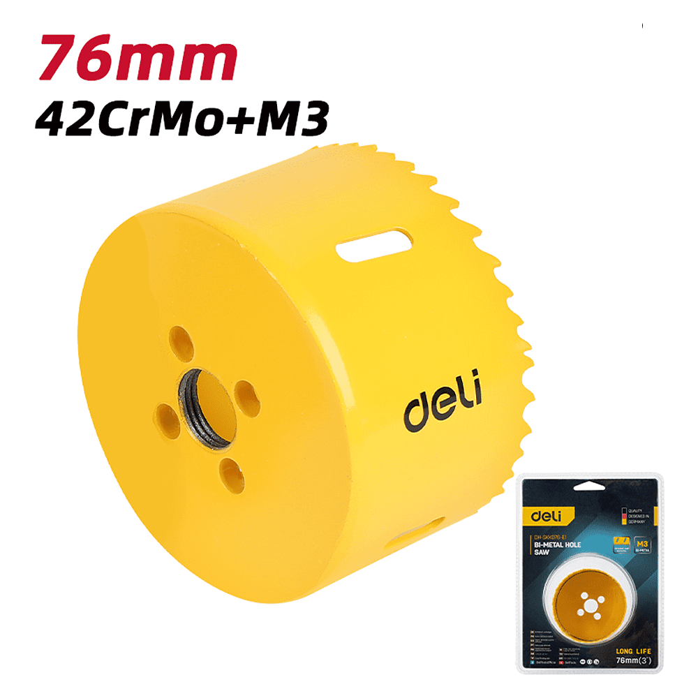 Коронка биметаллическая Deli YS EDH-SKK076-E1, 76 х 38 мм, М14 - 4 Коронка биметаллическая Deli YS EDH-SKK076-E1, 76 х 38 мм, М14 - 4