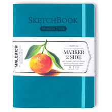 Скетчбук для маркеров "Markers", 15x19 см, 220 г/м2, 18 листов, бирюзовый