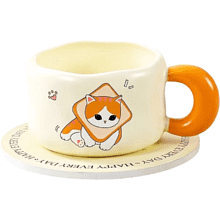 Кружка "Cat loves baking. Toast", керамика, 450 мл, бежевый, оранжевый