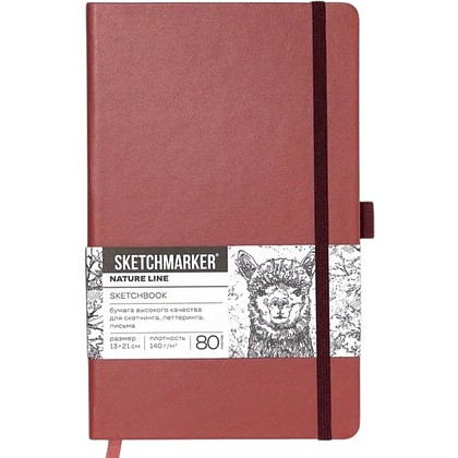 Скетчбук "Sketchmarker", 13х21 см, 140 г/м2, 80 листов, красный винтаж