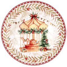 Тарелка фарфоровая "Christmas carousel", 30 см , разноцветный