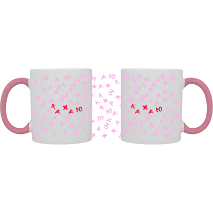 Кружка керамическая "Кахаю, кахаю, кахаю", 330 мл, белый, розовый