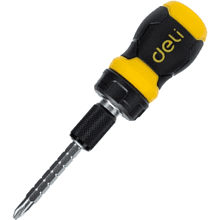 Двухсторонняя отвертка Deli YS EDL626010, с трещоткой, PH2+SL6