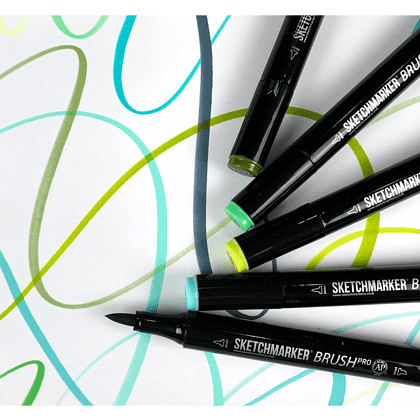 Маркер перманентный двусторонний "Sketchmarker Brush", BG10 прозрачный зеленый - 5