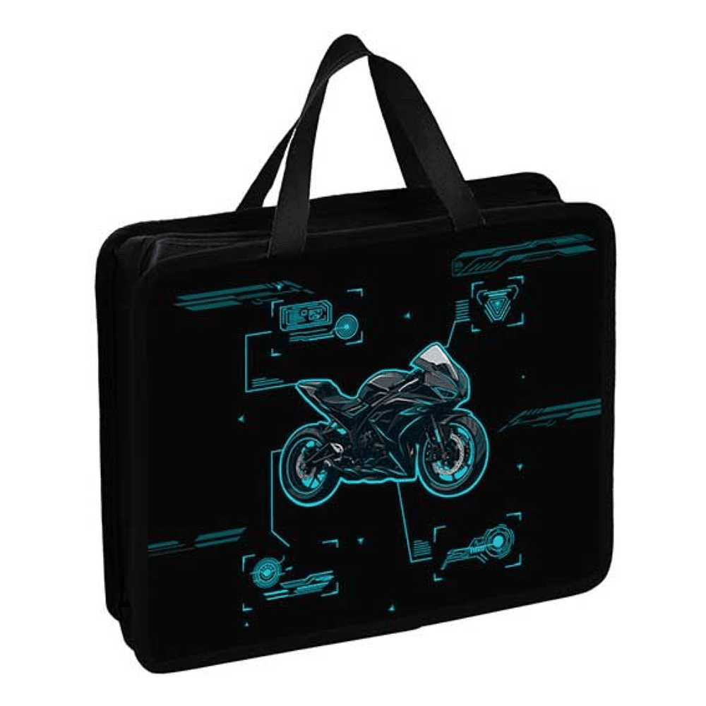 Папка для тетрадей "First Sport bike", А4, с ручками, молния, черный