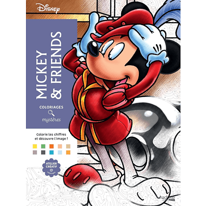 Раскраска по номерам на французском языке "Coloriages mystères Disney - Mickey and friends"