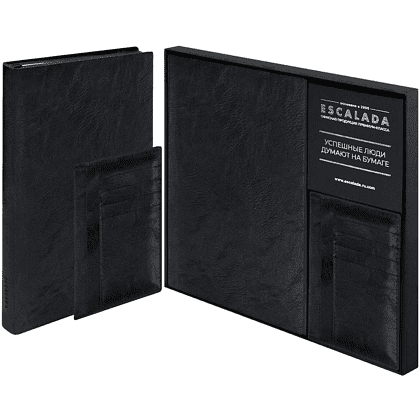 Набор ежедневник недатированный "Фланстэр", 320 страниц, + картхолдер, 100x140 мм., черный 