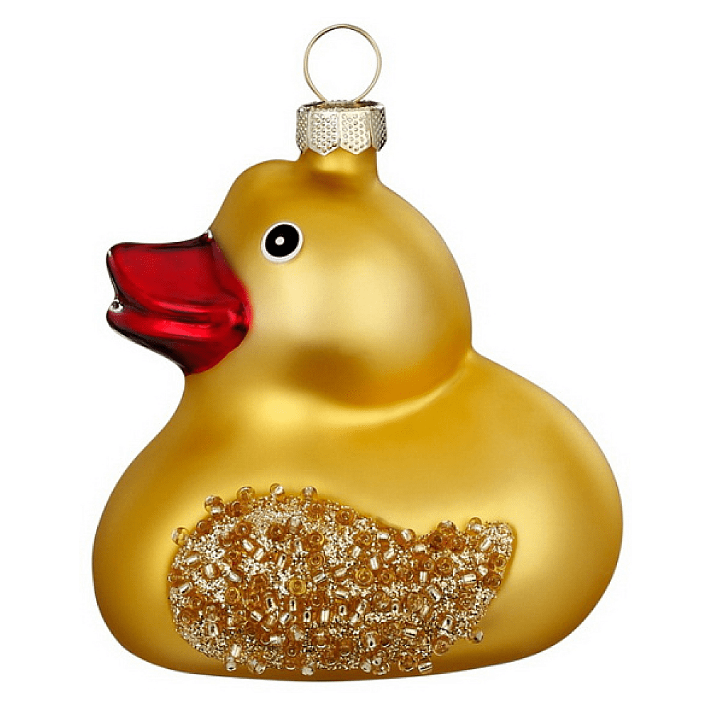 Украшение елочное "Уточка", 7 cм, стекло, желтый