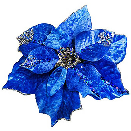 Украшение новогоднее "Пуансеттия. Сапфировый бархат", синий, серебристый