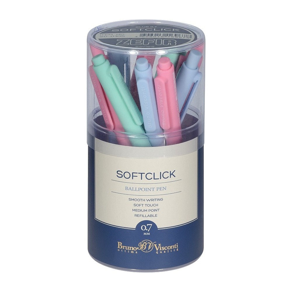 Ручка шариковая автоматическая "SoftClick. Zefir", 0,7 мм, пластик, ассорти, стерж. синий - 4