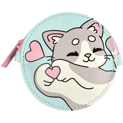 Кошелек "Влюбленный котик", голубой, серый
