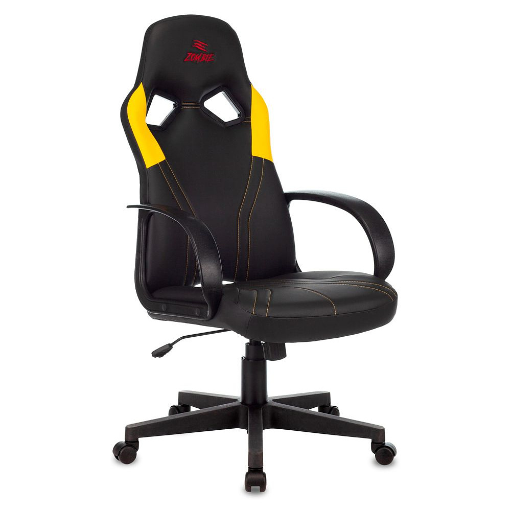 Кресло игровое "Zombie Runner", экокожа, пластик, черный, желтый