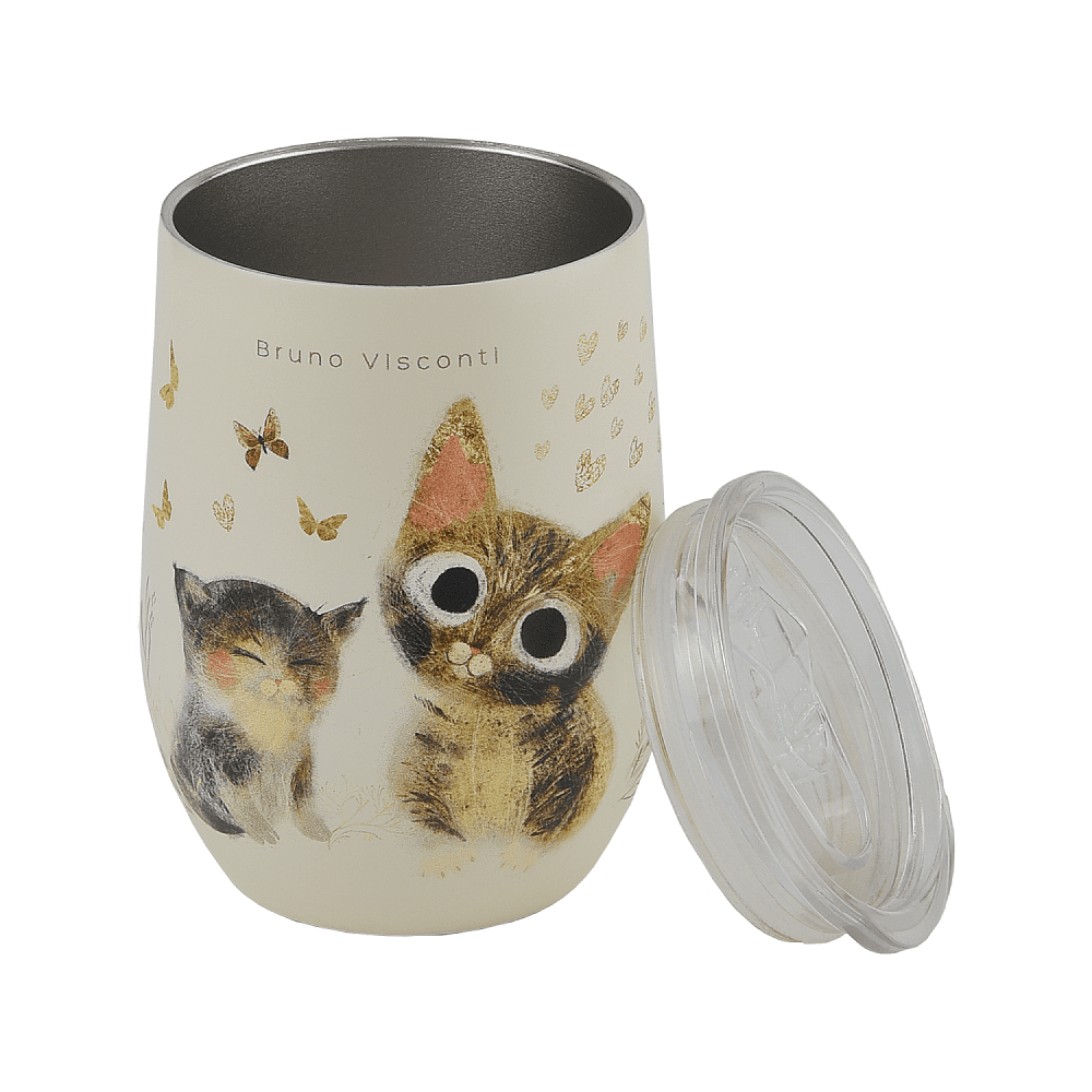 Кружка термическая "Love me. Котики счастье", металл, пластик, 360 мл, белый - 2