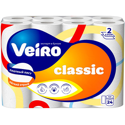 Бумага туалетная "Veiro Classic", 2 слоя, 4 рулона