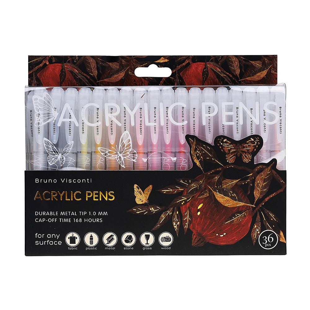 Набор ручек акриловых "Flora. Гранат", 1 мм., шариковые, пластиковые, 36 штук