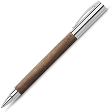 Ручка-роллер "Ambition Walnut wood", 1.0 мм, коричневый, серебристый, стерж. черный