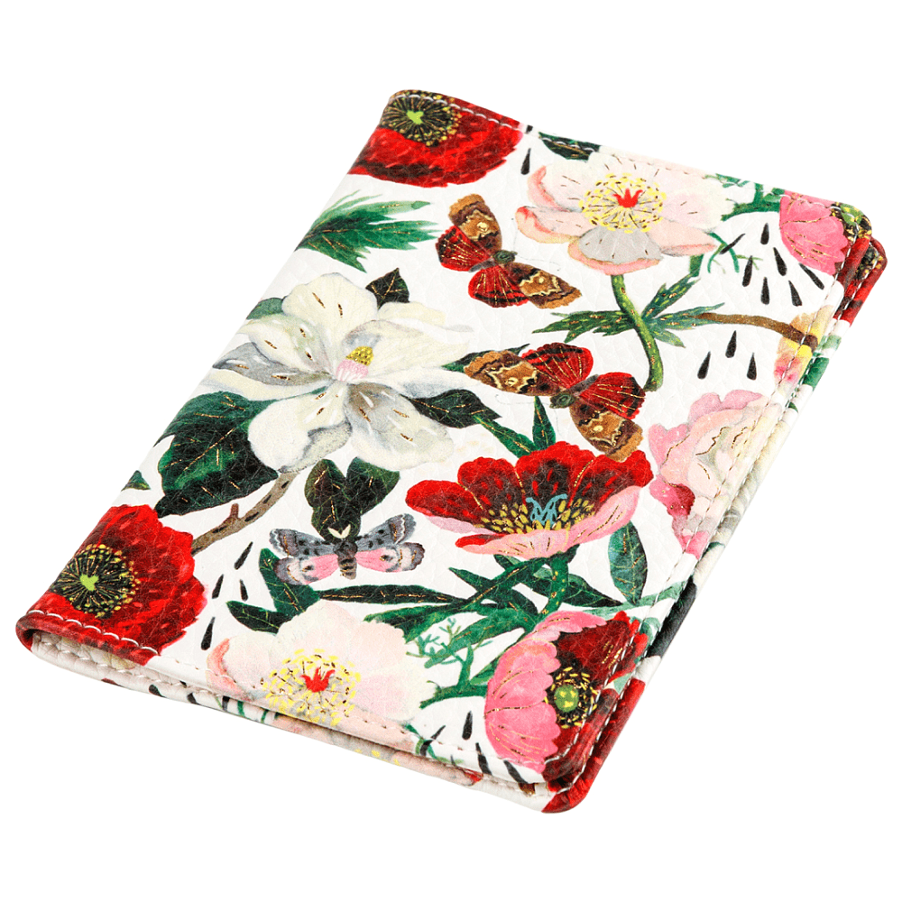 Обложка для паспорта "Flora. Пионы", кожзам., белый, красный - 3