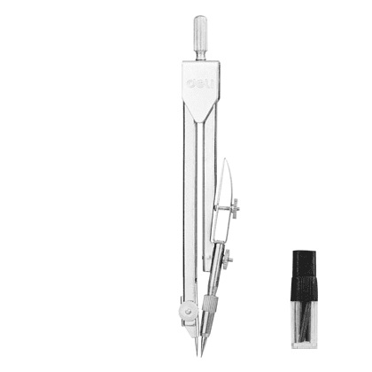 Циркуль "Deli E8601" + грифели, футляр, серебристый