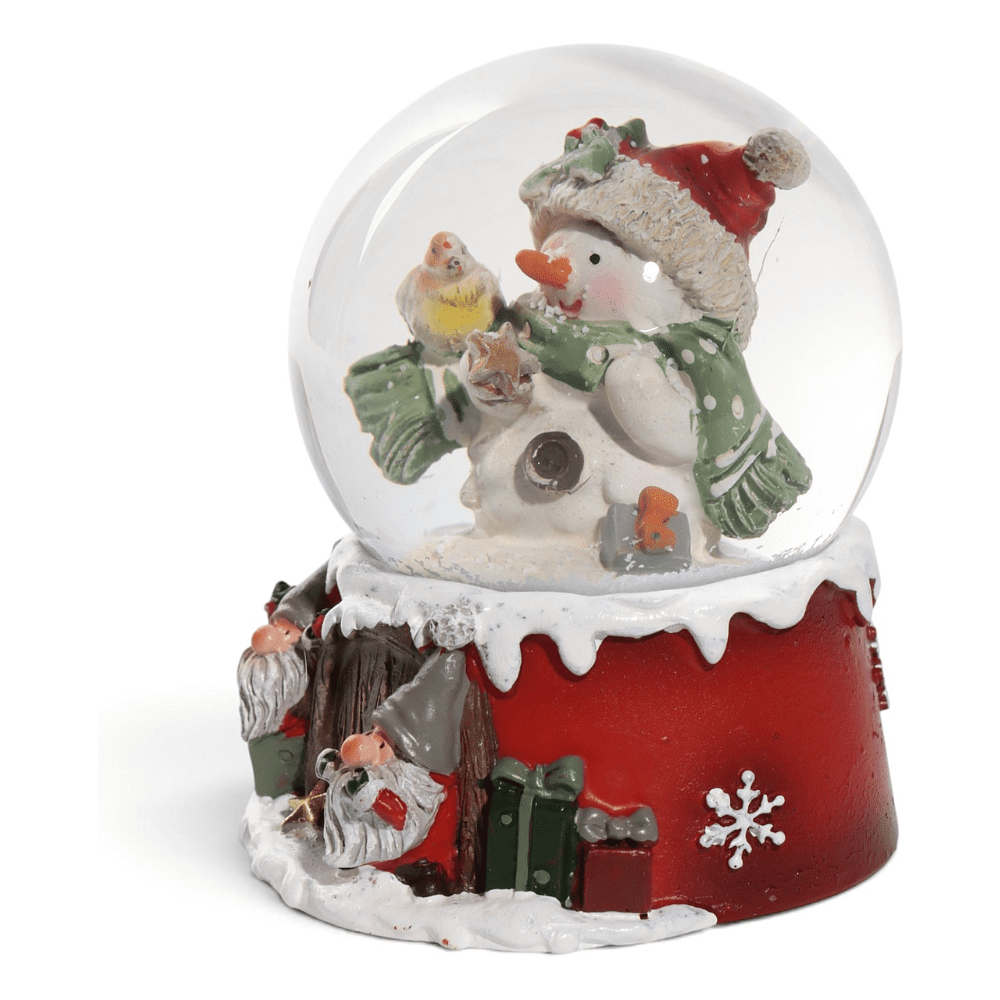 Сувенир новогодний "Водяной шар. "Снеговичок с птичкой" - 5