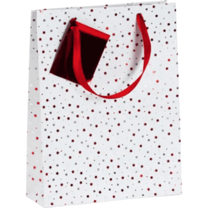 Пакет бумажный подарочный "Premium Santa2", 17x6x22 см, белый