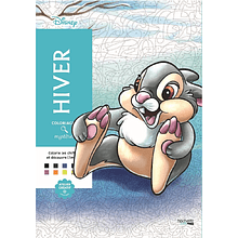 Раскраска по номерам на французском языке "Coloriages mystères Disney - Hiver" 