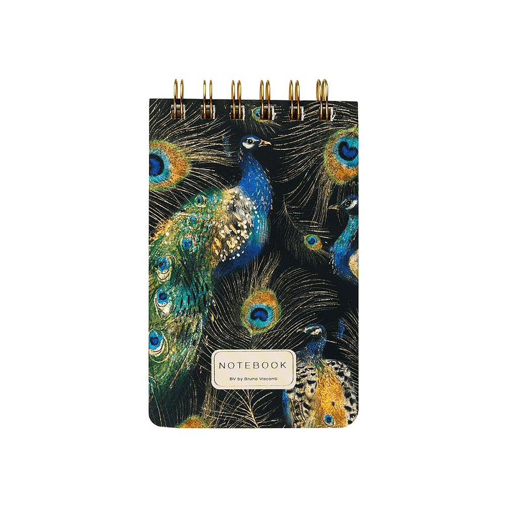 Блокнот "Fauna. Павлины", В6, 100 листов, линейка, спираль сверху, зеленый, черный - 2