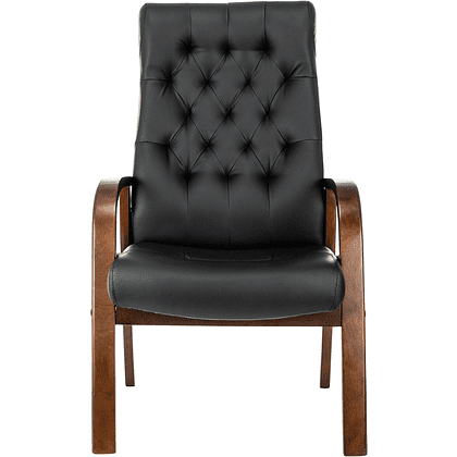 Кресло Бюрократ T-9928WALNUT-CF, натуральная кожа, черный, каркас дерево - 2