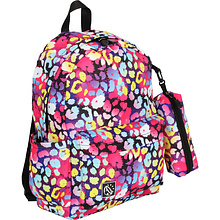 Рюкзак молодежный "EveryDay. Leopard Neon", разноцветный, с пеналом