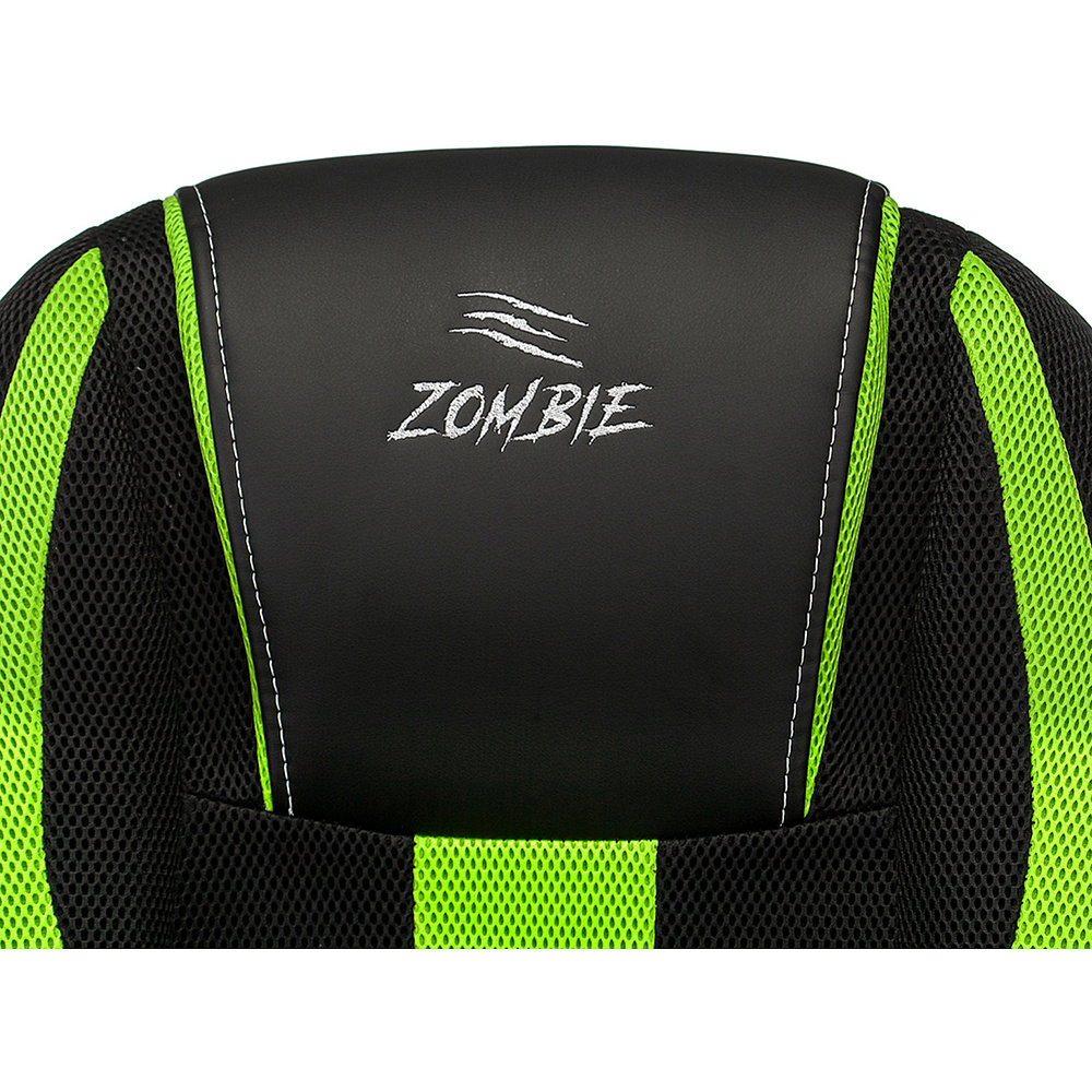 Кресло игровое "Бюрократ Zombie 9", ткань, экокожа, пластик, черный, салатовый - 7