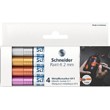 Набор маркеров перманентных Schneider "Paint-It 011 Set 1", 4 шт, ассорти металлик