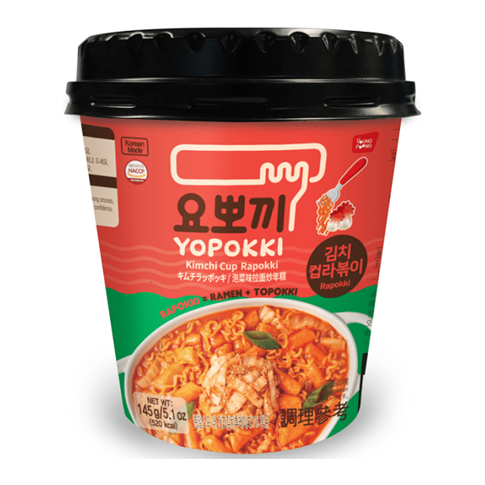 Рамен с рисовыми палочками "Yopokki. Kimchi Cup Rapokki" с кимчи, 145 гр 