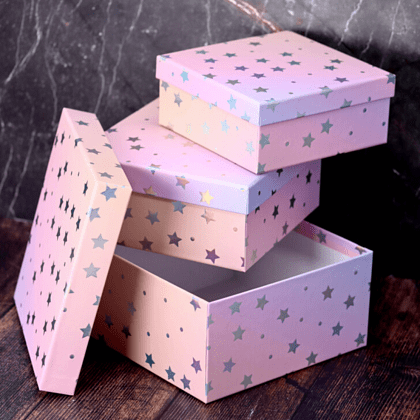 Коробка подарочная "Starry sky pink", 15х15х6.5 см, картон - 3